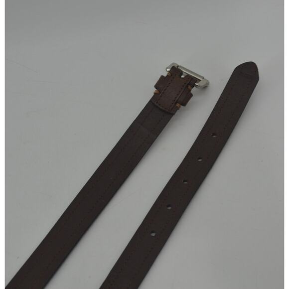 Women's Brown Leather Belt Textile Multicolored Accent Large - Picture 4 of 9